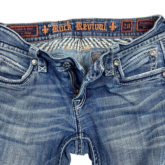 Rock Revival Jasmine Boot Cut Denim Jeans With Bling Pocket Embellishments - Picture 11 of 13